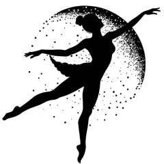 Elegant ballerina performing a graceful dance pose silhouette isolated on white background © MdBodiuzzamanKhan