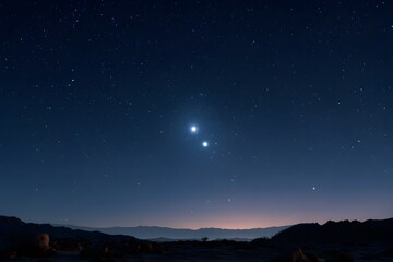 Naklejka premium Planet Conjunction Showing Multiple Planets Aligned In The Night Sky For Rare Astronomical Event