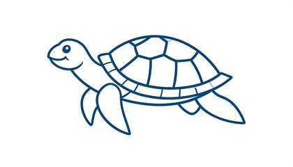 A simple, cartoon illustration of a sea turtle, in a minimalist style, against a white background