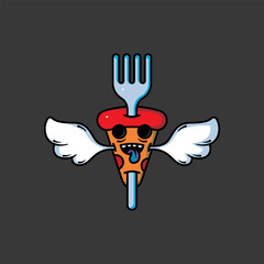 Flying Pizza Slice with Fork Wings.eps