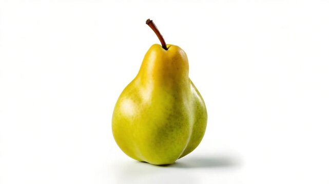 Closeup of a ripe pear isolated on white background, ready to be eaten