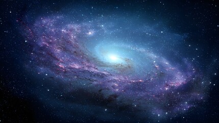 Fototapeta premium Brilliant spiral galaxy illuminates the dark depths of deep space