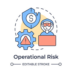Operational risk multi color concept icon. Insurance money shield. Financial security. Round shape line illustration. Abstract idea. Graphic design. Easy to use in infographic, presentation