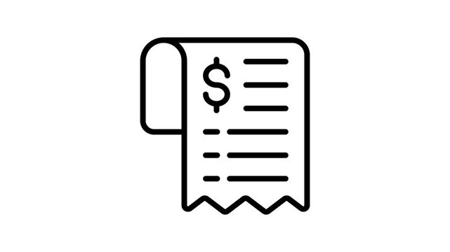A outline style animated icon of invoice document with dollar sign