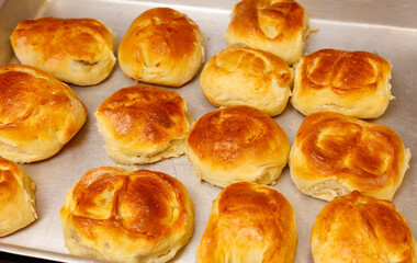A tray of baked goods with a total of 12 items