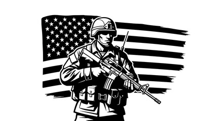 American Soldier Standing Proudly with a U.S