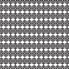 Repeating black spiral pattern on white background