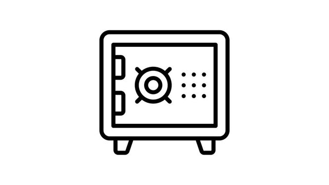 A outline style animated icon of high-security bank vault
