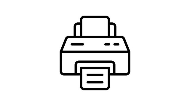 A outline style animated icon showing modern office printer