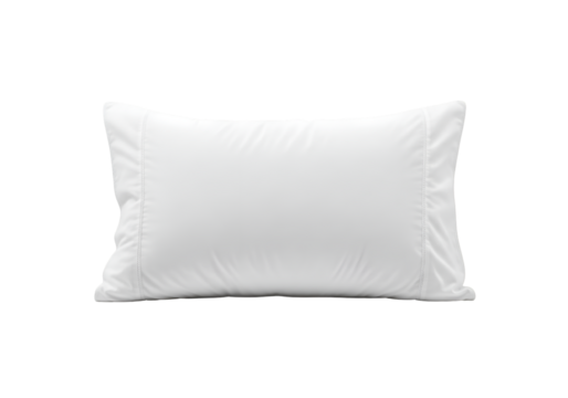Single white pillow with flange edge stitching, isolated on transparent background.