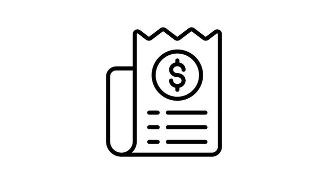 A outline style animated icon showing receipt paper