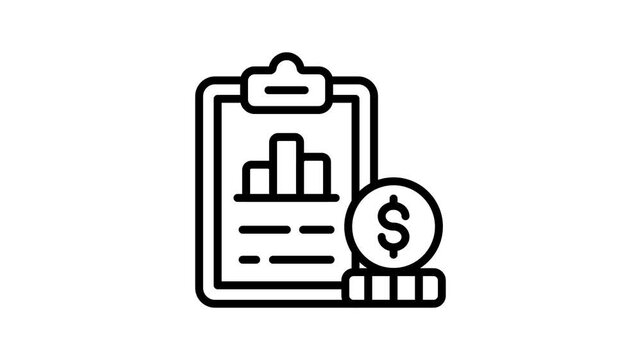 A outline style animated icon depicting financial report summary