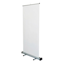 Clean and versatile roll up banner stand isolated on transparent background, ideal for your promotional needs