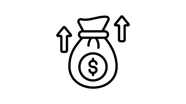 A outline style animated icon of fast money growth