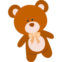 A Cute Brown Teddy Bear With a Light Orange Bow Tie Floats Against a Transparent Background A Whimsical and Adorable Character Illustration for Childrens Designs