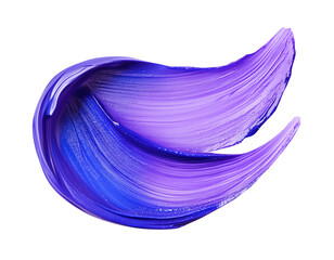 Artistic swatch with double tail, dark blue paint with purple undertone. Isolated element with clear even edge on transparent background