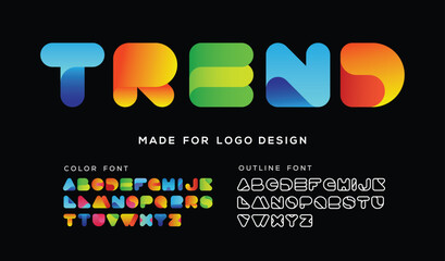 Creative Design vector Font of twisted Ribbon for Title, Header, Lettering, Logo. Funny Entertainment Active Sport Technology areas Typeface. Colorful rounded Letters and Numbers. 
