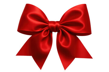 Fototapeta premium Red bow with satin ribbon creating a decorative knot, perfect for gift wrapping and celebrating holidays, transparent background