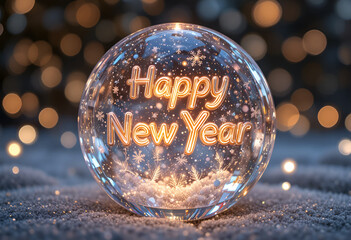 “Happy New Year icon in crystal glass 