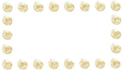 Golden Glitter Ammonite Shell Fossil Border