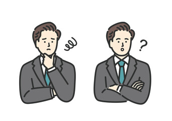 ビジネス 男性の悩みアイコンイラストセット
