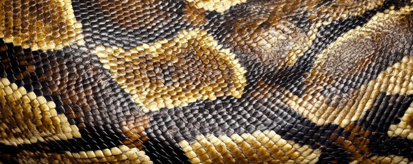 Golden brown snake scales close up texture pattern glossy skin with dramatic light and organic detail