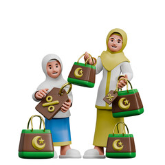 Muslim 3D Character Illustration Set Featuring Islamic Activities Eid Celebration Ramadan Prayer Cultural Holiday Tradition and Family Moments 