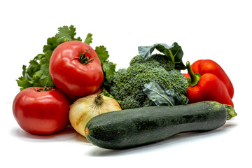 Fresh vegetables isolated on white background