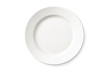 White ceramic circular plate with shallow inner ring