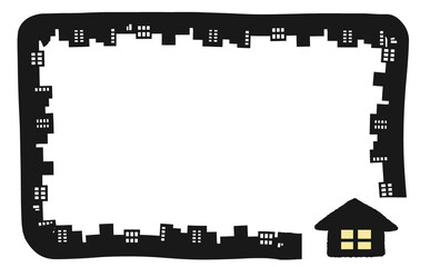 シンプルなシルエットの街並みフレーム
