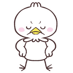 仁王立ちする白い鳥のイラスト