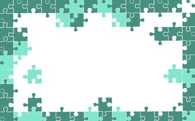 緑色のジグソーパズルフレームイラスト