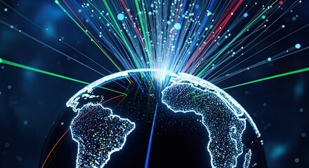 Dynamic futuristic holographic interface displays complex data network and cryptocurrency symbols in a modern, sleek digital environment