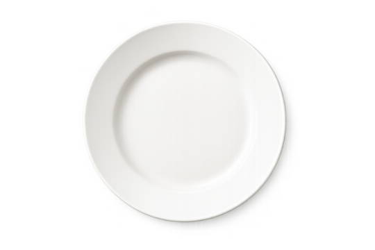 White ceramic circular plate with shallow inner ring