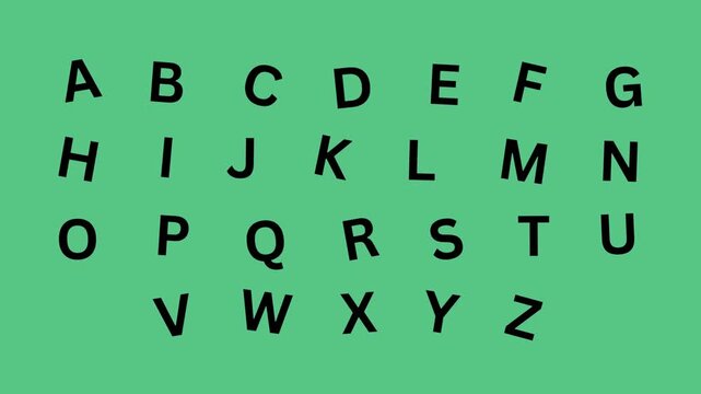 Animated Handwritten Alphabet Letters A to Z on Green Screen Background