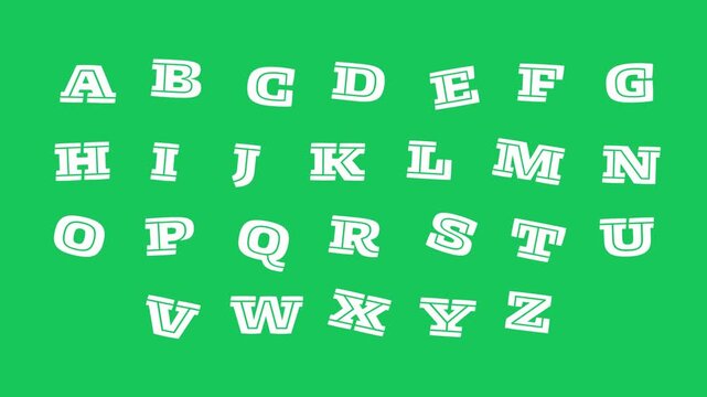 Animated Handwritten Alphabet Letters A to Z on Green Screen Background