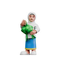 Muslim 3D Character Illustration Set Featuring Islamic Activities Eid Celebration Ramadan Prayer Cultural Holiday Tradition and Family Moments 