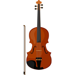Obraz premium A Detailed Illustration of a Classic Violin and Bow on a Transparent Background Perfect for Musical Projects and Designs