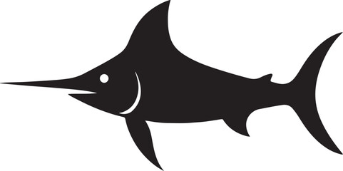 Swordfish silhouette vector with long bill and strong tail fin in sleek minimalist style.