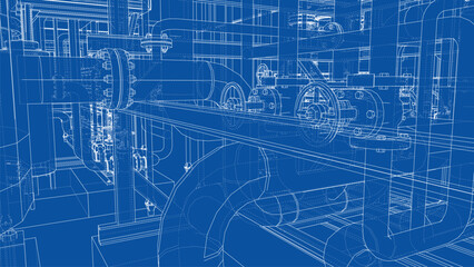 Industrial Blueprint of Complex System. Vector
