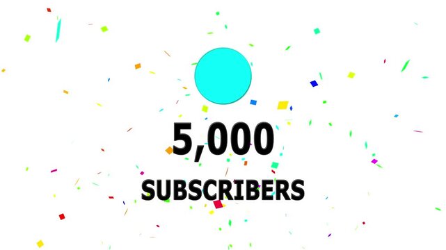 Animation 6000 subscribers count YouTube channel celebration with confetti ,Social media Quick count of subscribers to 6k . Counting Up to 6k subscribers For social media updates on Alpha channel.