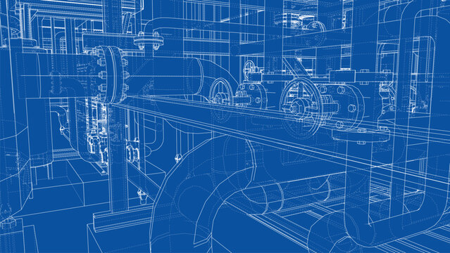 Industrial Blueprint of Complex System. Vector