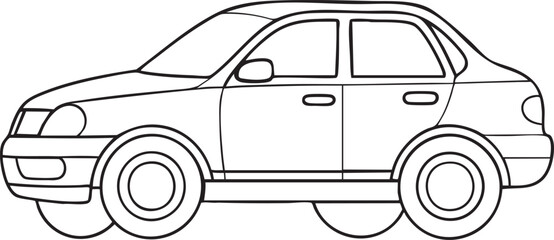 Sedan car side view outline illustration representing transportation and design creativity