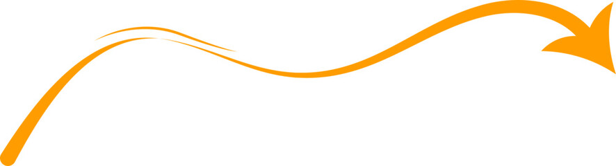 Wavy Line Arrow — Hand Drawn Orange Flow Arrow