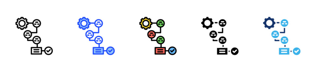 Streamlined Workflow Icon Collection With Multiple Styles