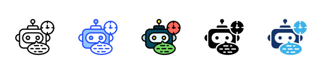 Naklejka premium Ai Powered Time Assistant Icon Collection With Multiple Styles