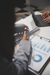 Entrepreneurs and business people conference in modern meeting room, happy multiracial coworkers...