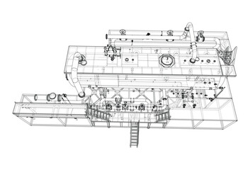 Industrial Machinery Blueprint. Vector
