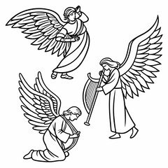 artboard with characters archangel with sword