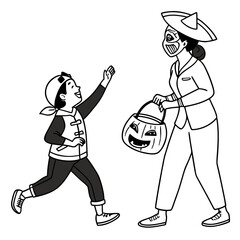 artboard with characters couple in costumes